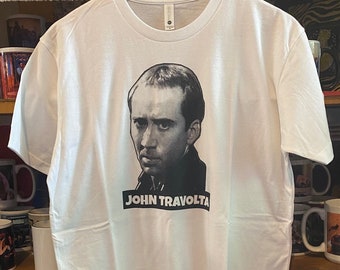 Nicolas Cage John Travolta Face Off Screen Printed White T Shirt John Woo