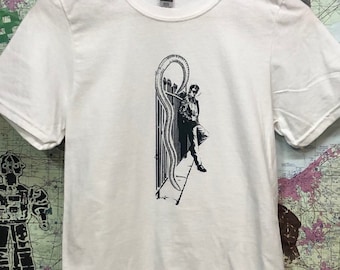 Cool Guy & Earth Worm Screen Printed T Shirt Men's and Women's Sizes Chuckles Fonze juvenile delinquent 1950's sci fi