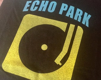 Echo Park Record Player Unisex Sceen Printed T Shirt Los Angeles California turntable hifi