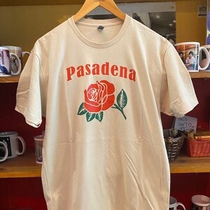Pasadena Rose 2 Color Screen Printed T Shirt Rose Bowl Los Angeles LA California Parade