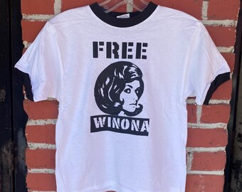 Vintage Ringer Free Winona T Shirts Womens Youth Medium