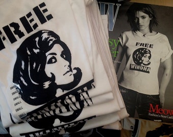 Original Free Winona Silk Screen Printed White T-Shirt
