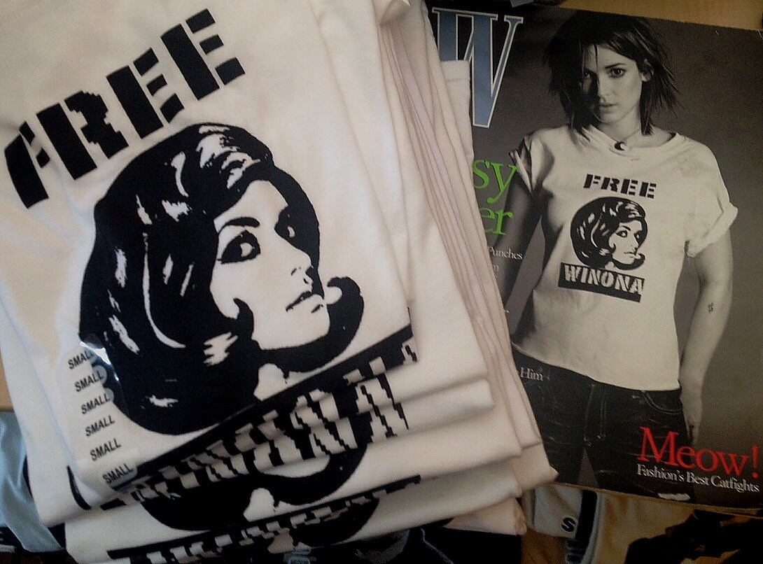 Original Free Winona Silk Screen Printed White T-Shirt