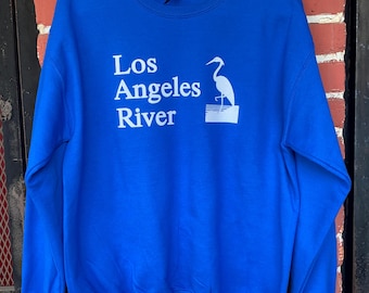 Los Angeles River Royal Blue Sweatshirt: Screen Printed Sand Fleece