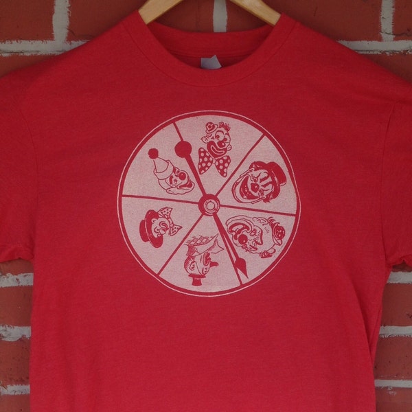 Clown Wheel Game Spinner Super Soft Red Heather T Shirt Vintage Style Last Man on Earth