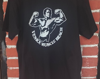 Venice Muscle Beach Unisex Sceen Printed Orange T Shirt Los