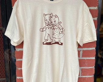 Camiseta unisex con estampado de pareja de gatitos