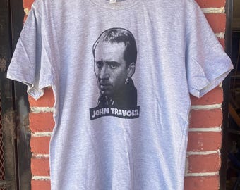 FACE OFF Nicolas Cage on the Front John Travolta on the Back Heather Grey T Shirt John Woo Fan Inspired
