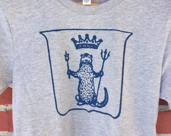 Thee Otter King Screen Printed Heather Gray T Shirt Cute Sea Otter rhett link