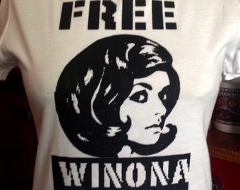 The Original Free Winona Silk Screened White T-Shirt womens and mens sizes