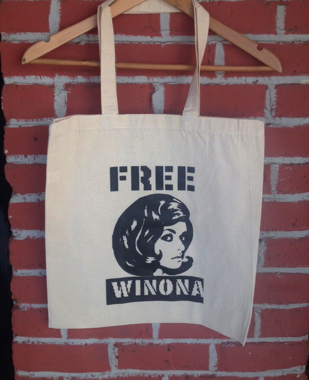 Original Free Winona Silk Screened Tote Bag Winona Ryder Etsy