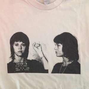 JANE FONDA 1970 Mugshot Screen Printed T Shirt Barbarella