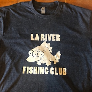 LA River 3 Eyed Fish Blinky Fishing Club Unisex Screen Printed T Shirt Los Angeles California The Simpsons