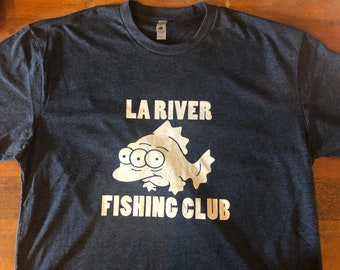 LA River 3 Eyed Fish Blinky Fishing Club Unisex Screen Printed T Shirt Los Angeles California The Simpsons