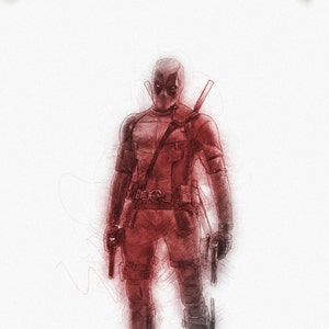 Deadpool Druck, Wade Eisenkunst Poster, Marvel Druck, Digitale Bleistiftskizze, Waffe XI Druck, Comic Buch Geschenk, Nerd Geschenk, Superheld Druck