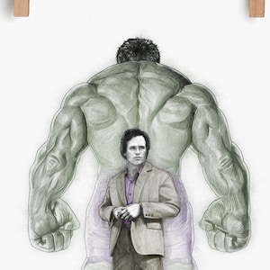 The Hulk Print, Hulk Poster: Brucy Banner Art (Marvel inspirierte digitale Bleistiftskizze) Avengers Print