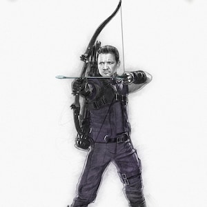 Hawkeye Druck, Clint Barton Poster (Marvel Druck Superheld Poster Digitale Bleistiftskizze) Avengers Druck, Nerd Geschenk, Comic Buch Geschenk