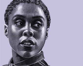 Nomi from No Time To Die - Lashana Lynch Printed Digital Sketch