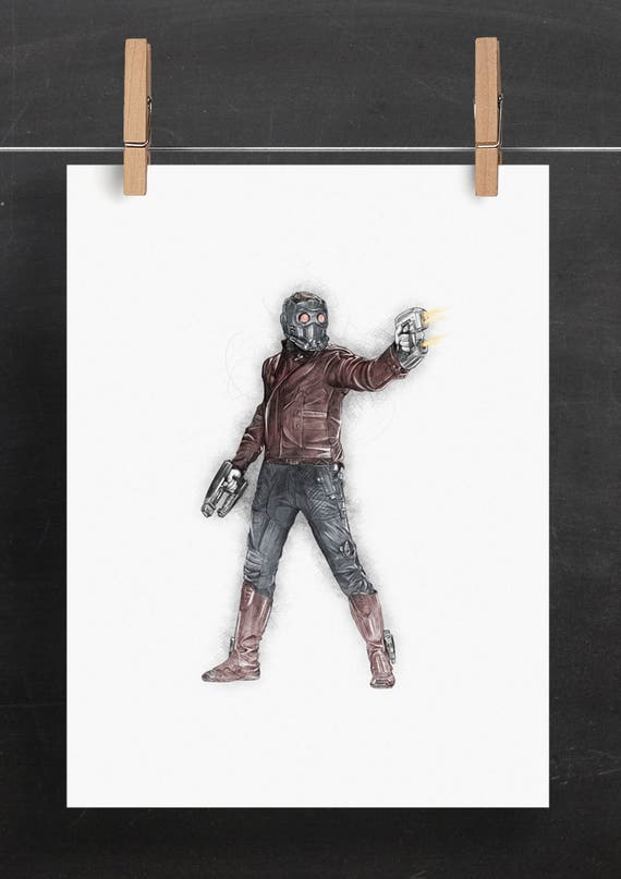 Drawing Print of Chris Pratt as Star Lord/Peter Quill in Guardians of the  Galaxy