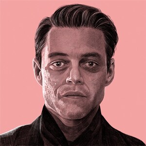 Lyutsifer Safin from No Time To Die - Rami Malek Printed Digital Sketch