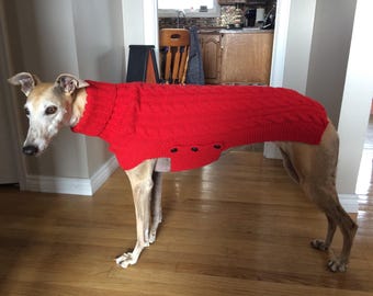 Fits 50-65lbs, Small Greyhound Sweater, Greyhound Sweater, Greyhound Coat, Sighthound Coat, lurcher Sweater, Galgo Sweater, Knitted Dog Coat