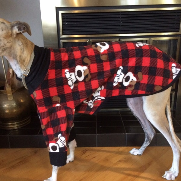 Large Greyhound Fleece Pajamas, Greyhound Pajamas, Greyhound Pjs, Large Dog Pajamas, Sighthound Pajamas, Sighthound Pjs, Galgo Pajamas