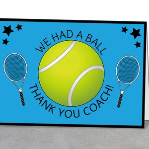 Entraîneur de tennis Merci, Téléchargeable Imprimable, Merci instantané, Filet de tennis, Étoiles du tennis, Raquette de tennis, Merci entraîneur, Pratique du tennis