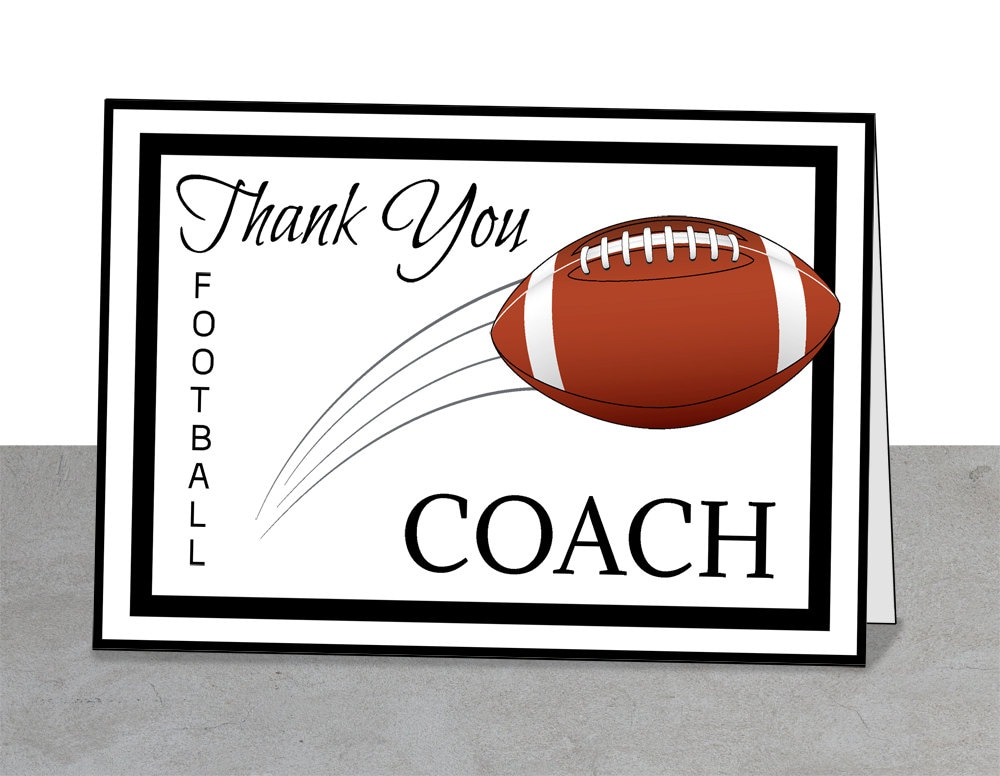 Football Coach Thank You Card, PRINTABLE, 5 X 7 Card, Team Thank You ...