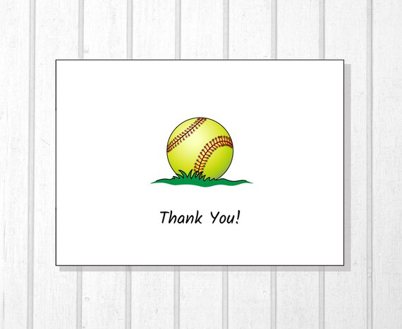 Thank You Note Softball Coach Gift Softball Teammate Gift Softball Team Gift Personalized Softball Note Cards Watercolor Softball Card