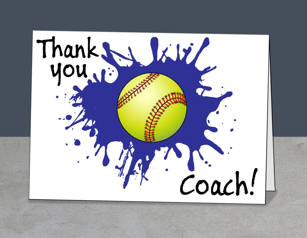 Softball Coach Gift, Printable Card, Softball Party, Softball Splash