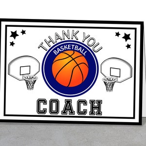 Merci carte de voeux entraîneur de basket-ball, imprimable, téléchargeable, carte athlétique, 5 x 7 pouces, fichier numérique, cadeau d'appréciation, merci