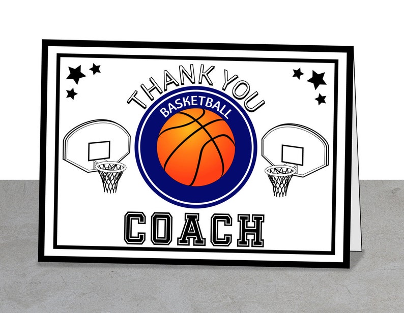 Thank You Basketball Coach Greeting Card, Printable, Downloadable