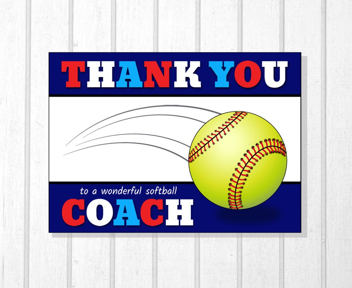 Softball Coach Gift Printable Card Mentor Gift Coach Card Etsy