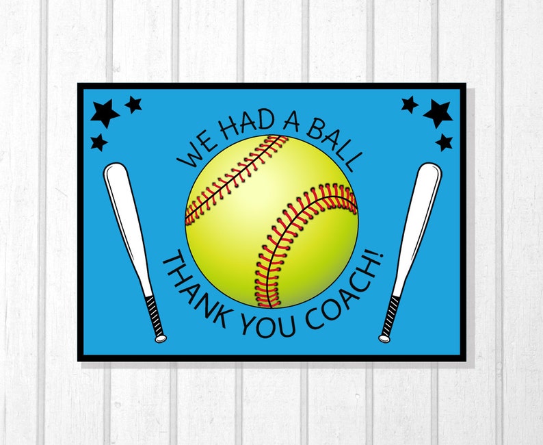 Girls Coach Gift, Softball Coach Thank You Card, Softball Party, Sports