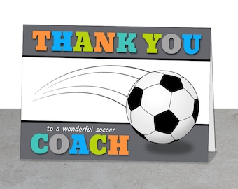 PRINTABLE Team Thank You Card for Soccer Coach, Instant Download, Greeting Card