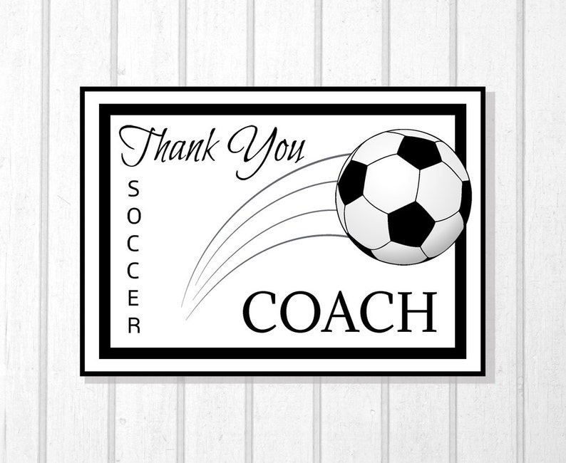 PRINTABLE Team Thank You Card for Soccer Coach, Instant Download, Greeting Card image 2