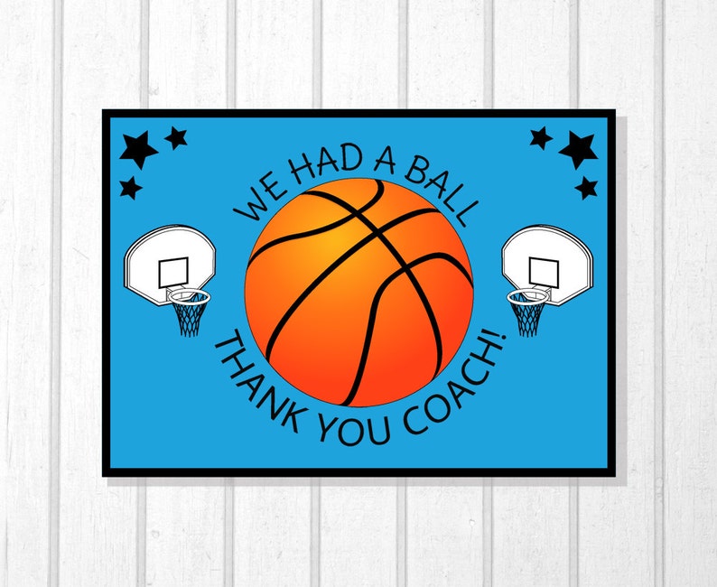 Basketball Thank You Card Coach Card Team Card Instant Etsy