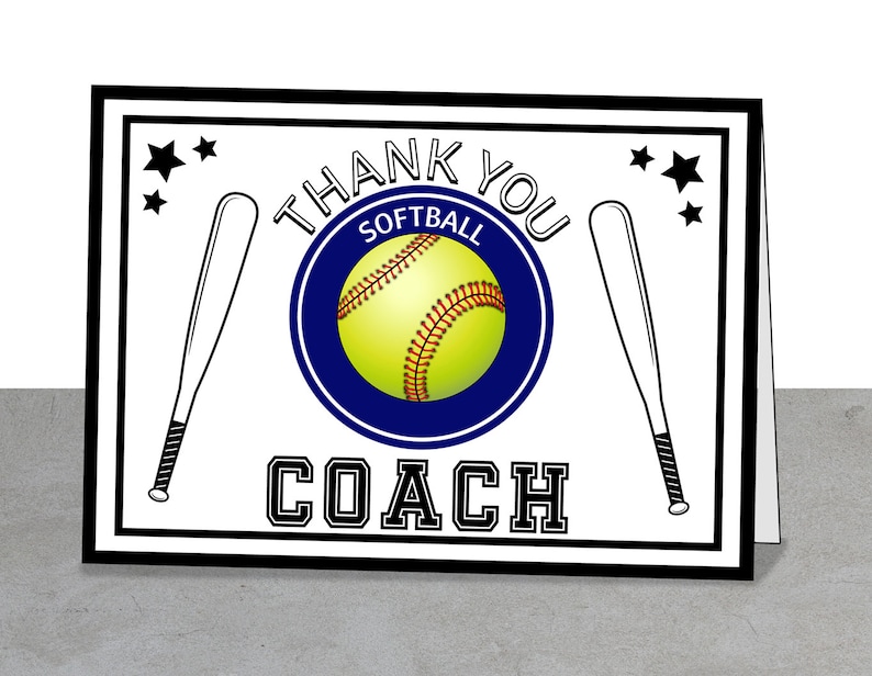Softball Coach Thank You Softball Coach Thank You Printable Etsy