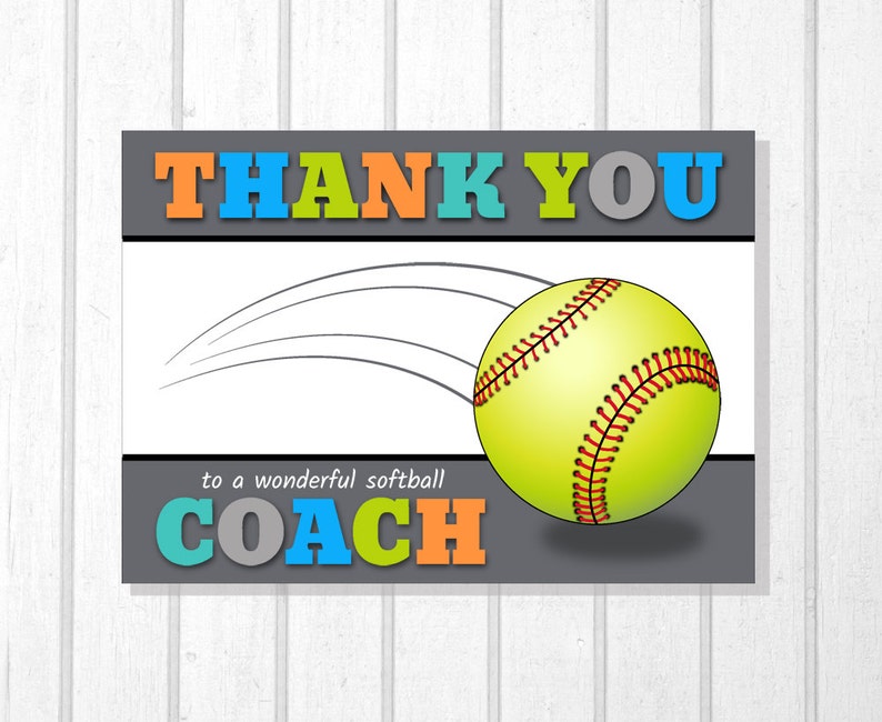 PRINTABLE Team Thank You Card for Softball Coach Instant Etsy