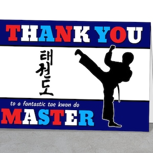 Tae Kwon Do Geschenk, rot, weiß, blau, Junge, Mädchen, druckbare Karte, Mentor Geschenk, Meister, Tae Kwon Do, Danke druckbar, Martial Arts
