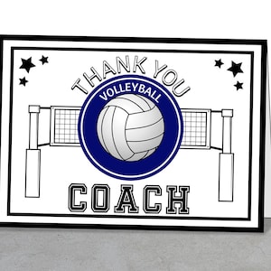 Cartão de time de vôlei, treinador de vôlei, para impressão, 5 x 7 polegadas, melhor treinador de todos os tempos, clube de vôlei, treinador de agradecimento, download instantâneo, esporte