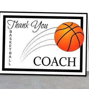 Tarjeta de agradecimiento del equipo IMPRIMIBLE para entrenador de baloncesto, descarga instantánea, aros, entrenador de baloncesto, entrenador de agradecimiento