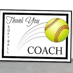 Biglietto di ringraziamento del team STAMPABILE per allenatore di softball, download istantaneo, biglietto di auguri
