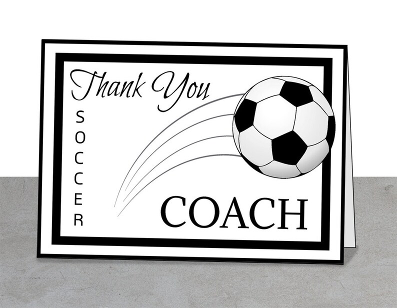 PRINTABLE Team Thank You Card for Soccer Coach, Instant Download, Greeting Card image 1