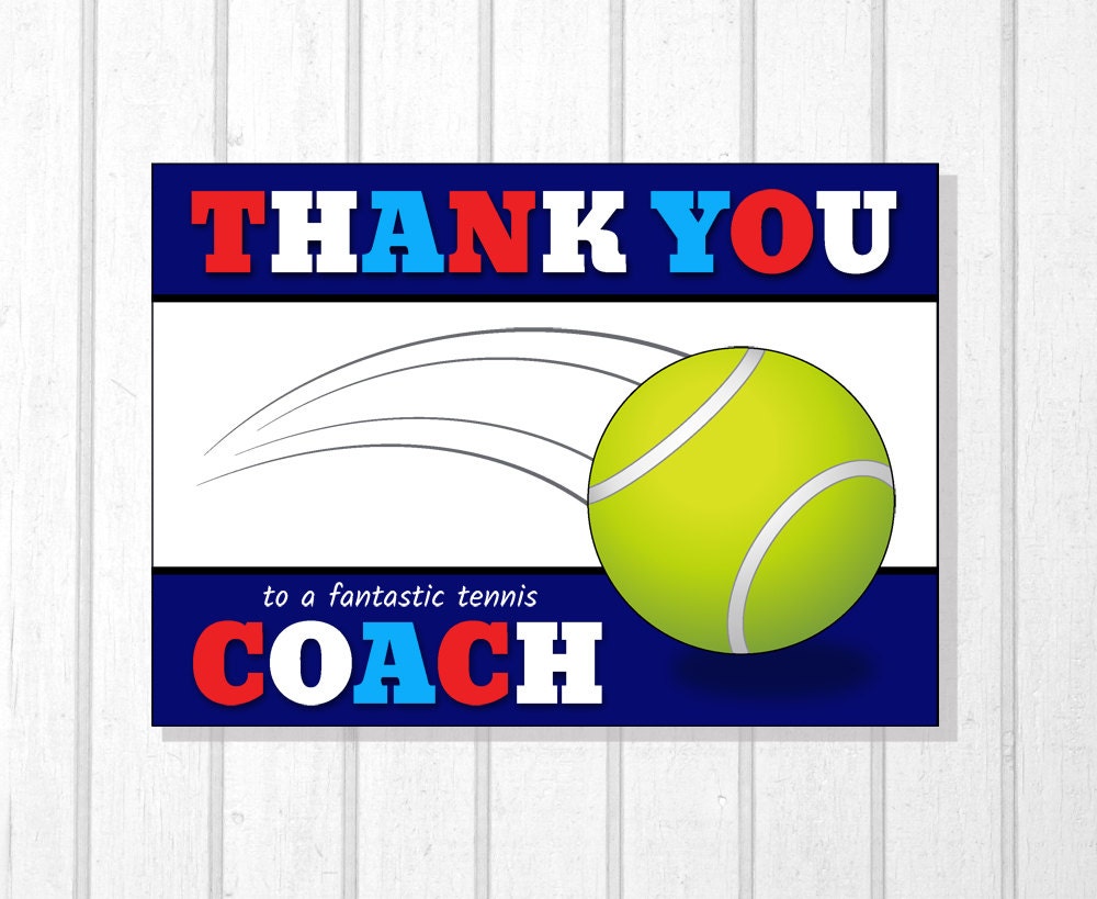 Tennis Coach Gift, Printable Card, Mentor Gift, Coach Card Tennis Team