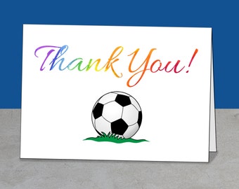 PRINTABLE Team Thank You Card for Soccer Coach, Instant Download, Greeting Card,Rainbow Thank You Card