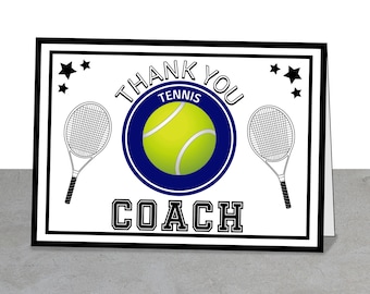 Tennis Teacher Thank You Card, Tennis Coach, Printable, 5 x 7 inches, Instant Download, Coach Greeting, Best Coach, Thank You Card, Tennis