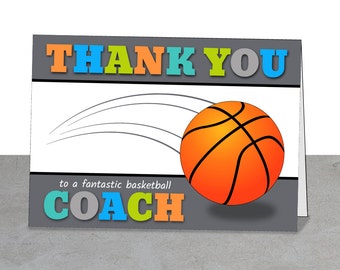 PRINTABLE Team Thank You Card for Basketball Coach, Instant Download ...