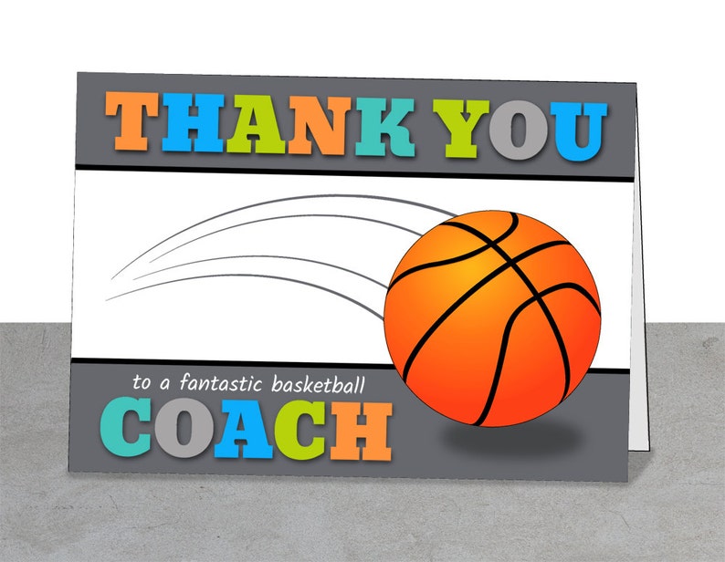PRINTABLE Team Thank You Card for Basketball Coach Instant Etsy