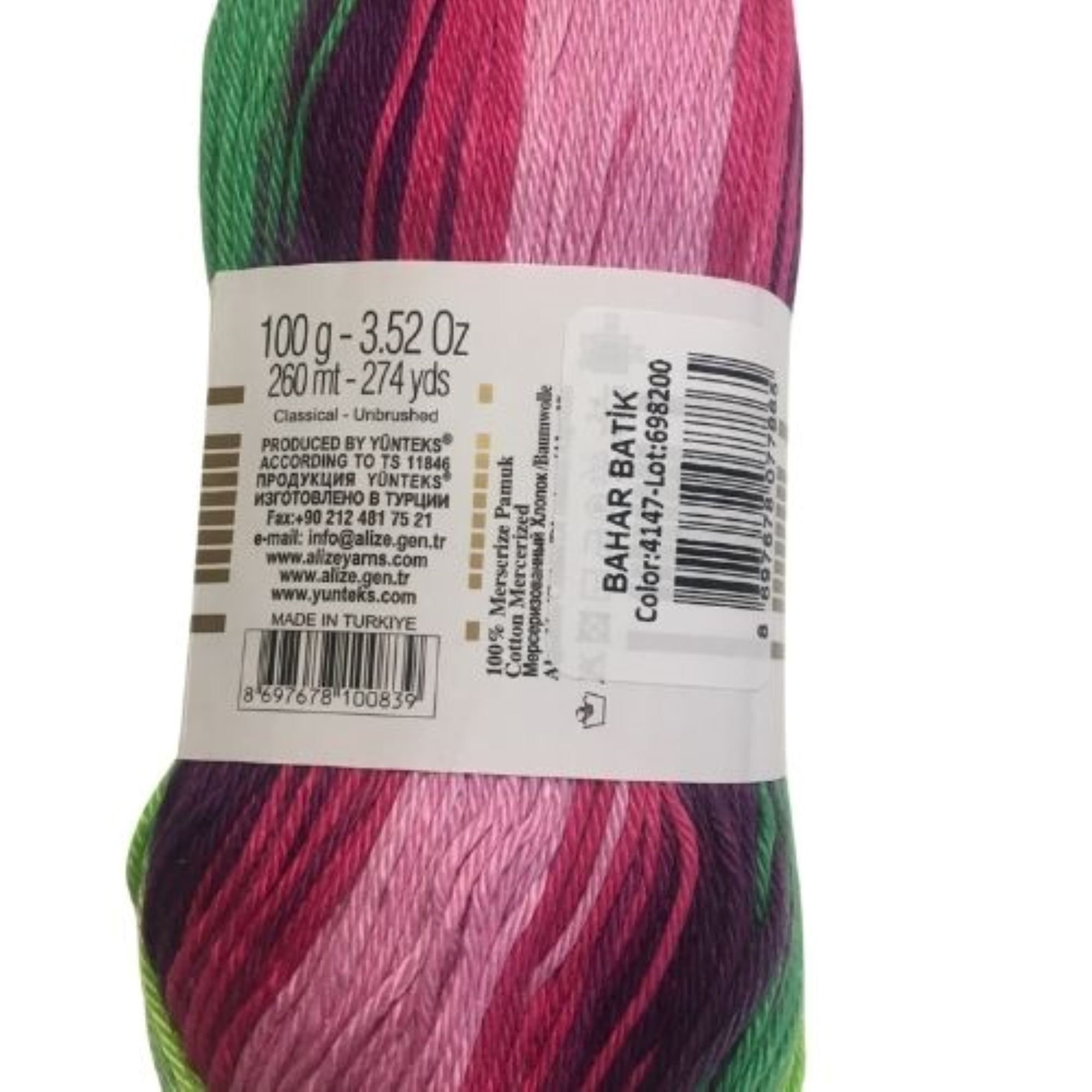 Alize Bahar Cotton Yarn for Crochet Sweaters and Swimsuits Mercerized
